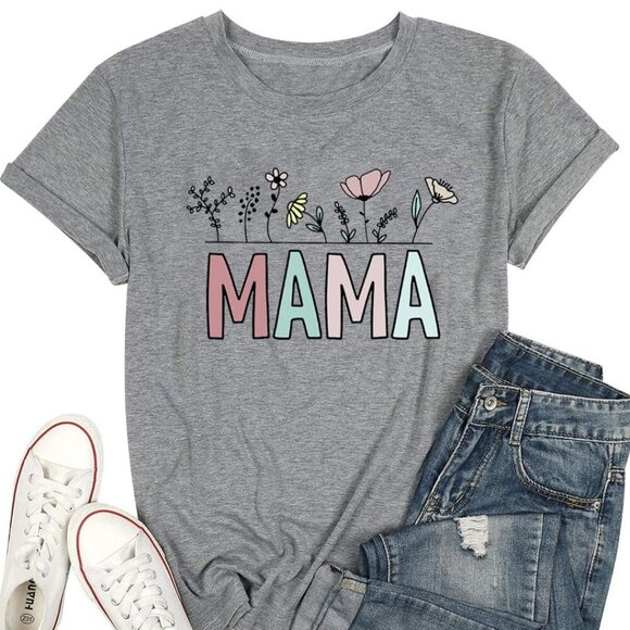 💎2/$18💎 NWOT Size Small Mama Shirts for Women Flower Mama T Shirt Mom Life - Picture 1 of 6